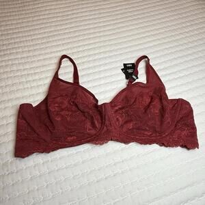 Torrid Curve Red Bra 42C Unlined Balconette Underwire Lace NWT $49.50